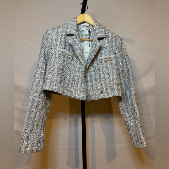 Glamorous Ladies size Small Silver-Tweed Double-Breasted Crop-Blazer - Picture 1 of 8